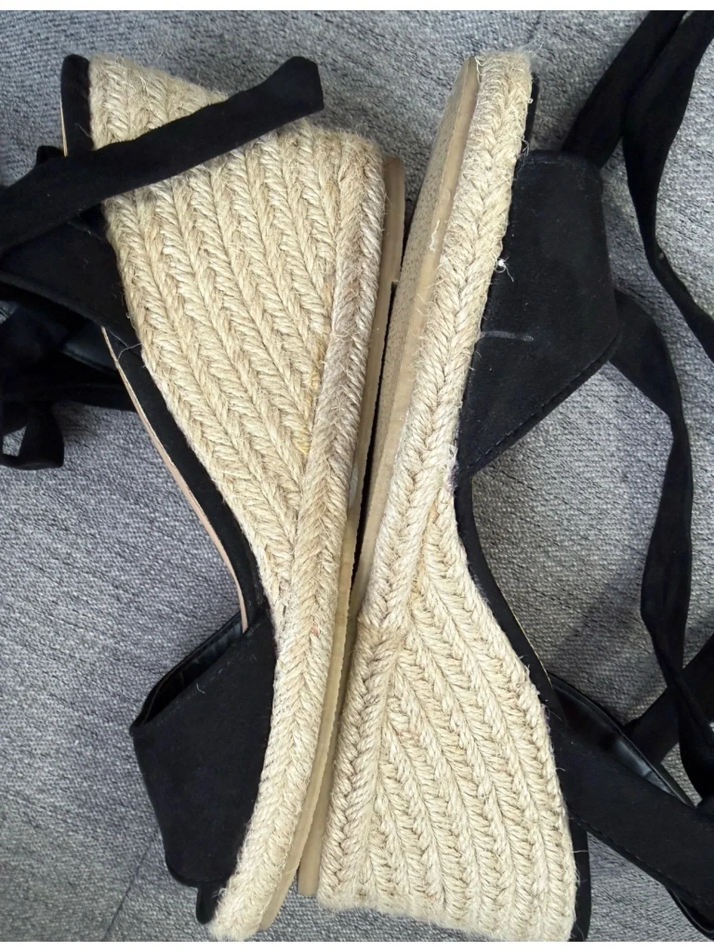 JustFab Cardi Black Tie-Up Espadrilles, Size 8.5